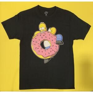 THE SIMPSONS HOMER SIMPSON DONUT BLACK T-SHIRT MENS SIZE M MEDIUM MATT GROENING
